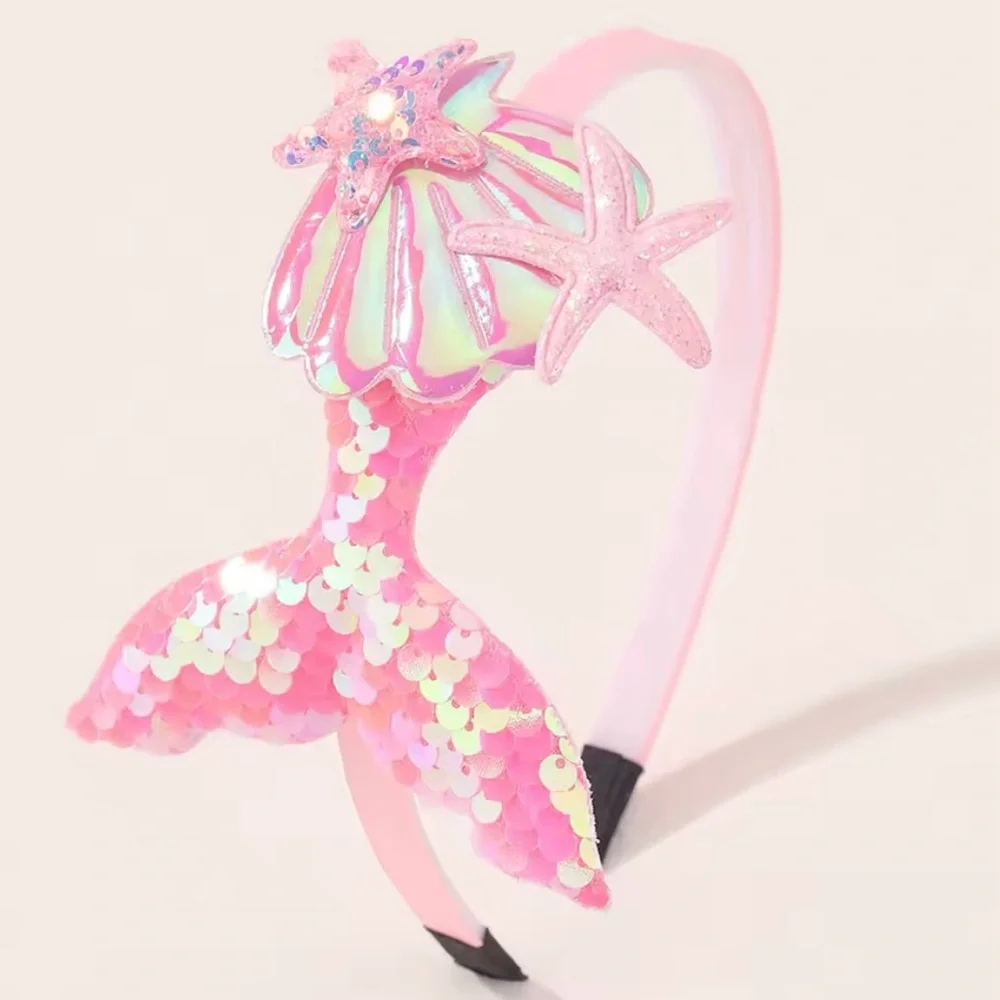 Mermaid Tail Sparkling Sequins Pink Headband for Girls
